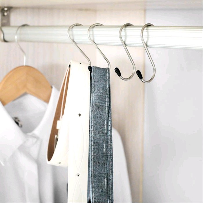 HC Gantungan Serbaguna Hook Huruf S Gantungan Kait Barang Pengait Gantung Kaitan Stainless Steel Cantolan Hanger Besi Baju Panci Sling Chrome Tebal