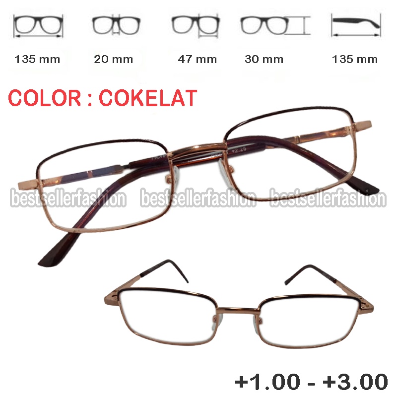 COD Kacamata Baca Plus (+) Ukuran PLUS +1.00 s/d +3.00 Derajat Untuk Pria Dan Wanita / Kacamata Rabun Dekat / Kacamata Baca Gaya / Kacamata Plus Wanita Reading Glasses Frame Besi