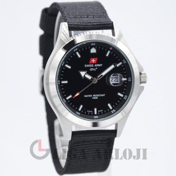 RECOMENDED SWISS ARMY QUARTZ DHC KANVAS / NYLON SA-1880G TANGGAL GLOSSY HITAM