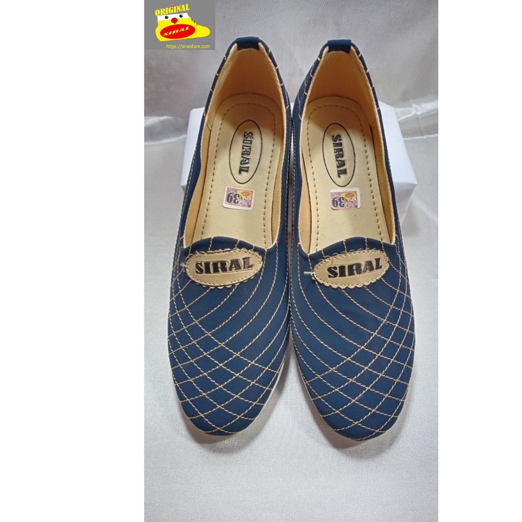 Sepatu Slip On Wanita Motif Jahit Merek Siral Warna Navy S11R02B1 / Sepatu Wanita / Sepatu Slip