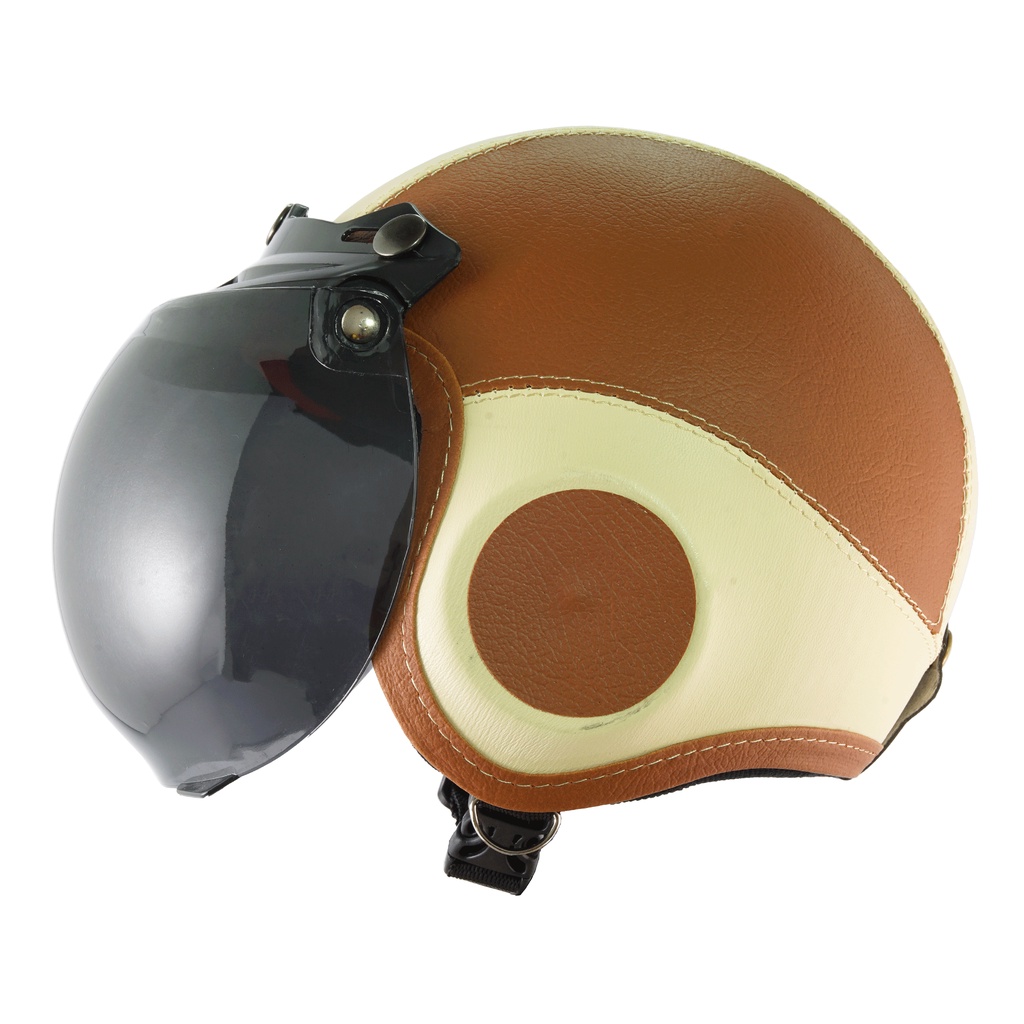 Helm Bogo Retro Anak Untuk Usia 2-6 Tahun Polos - Mocca Cream