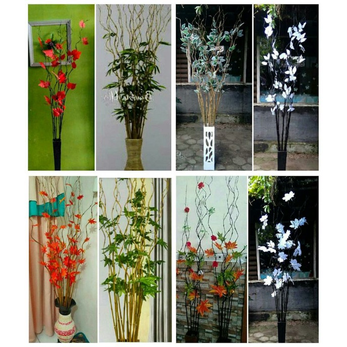 Bambu ulir daun bunga hias artificial imitasi palsu plastik