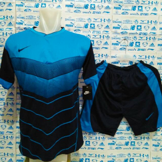 Baju Kaos Bola Baju Futsal Jersey Futsal Kaos Setelan Futsal Nike VX Hitam Biru