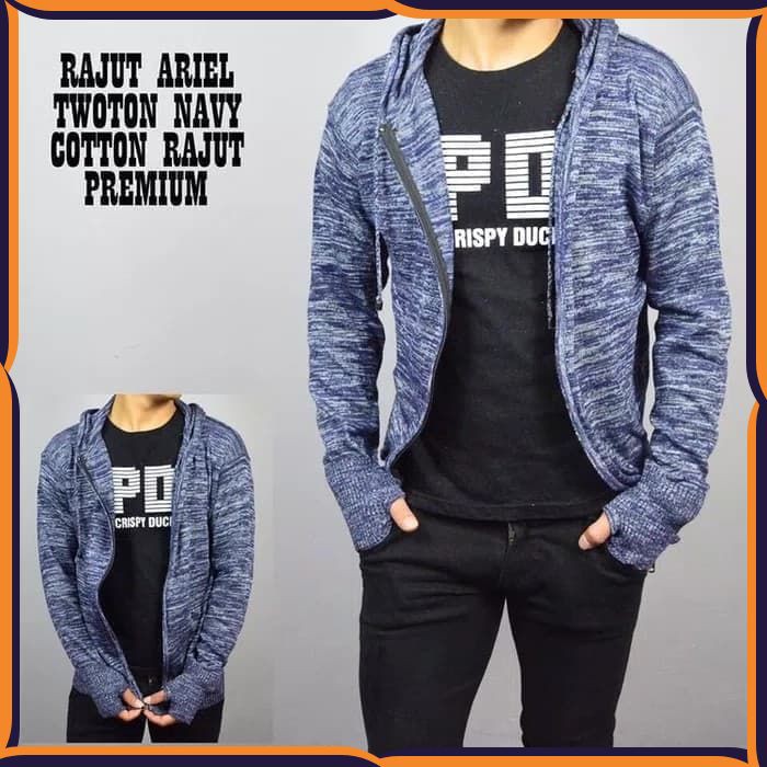 SWEATER RAJUT PRIA  JAKET DISTRO ARIEL ZIPPER THUMBHOLE COWOK JUMPER RAJUT GREENLIGHT  FT213