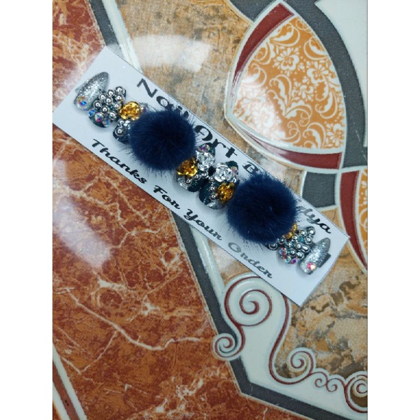 kuku palsu wedding navi + pompom mewah