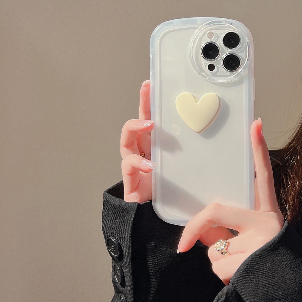 Case Pelindung Bahan Silikon Motif Hati Besar Untuk Iphone 14 PRO MAX