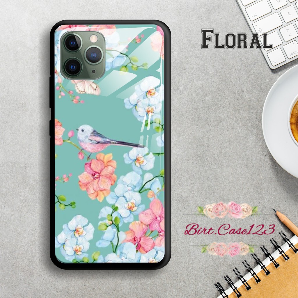 Back case glass FLORAL Samsung J2prime G530prime A01 CORE A20 A30 A20s A50 A50s A21s A01 A11 BC1406