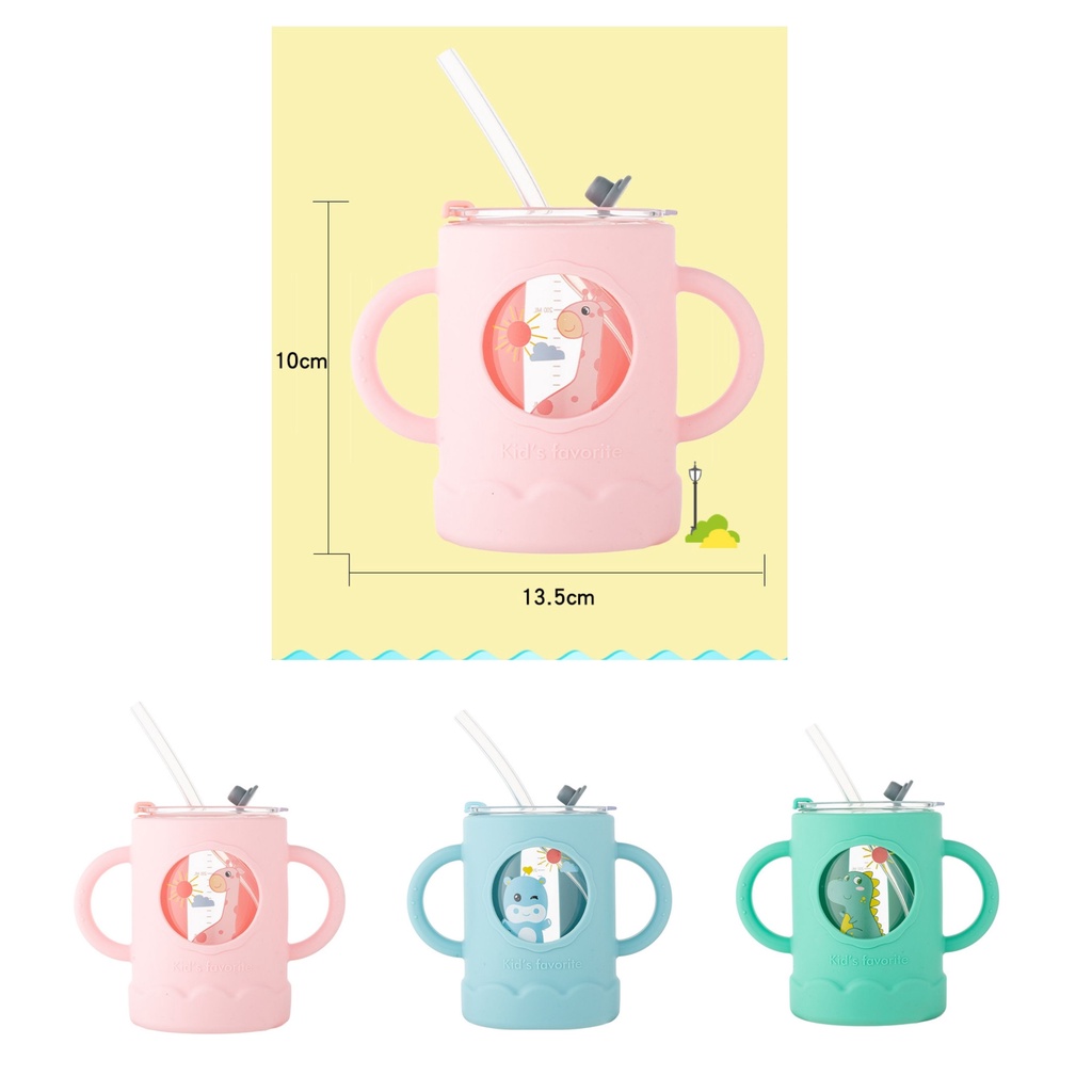 𝐆𝐨𝐨𝐝𝐬𝐂𝐨 Gelas Susu Anak Gelas Minum Anak Anti Tumpah Anti Pecah Cover Silicon Sedotan