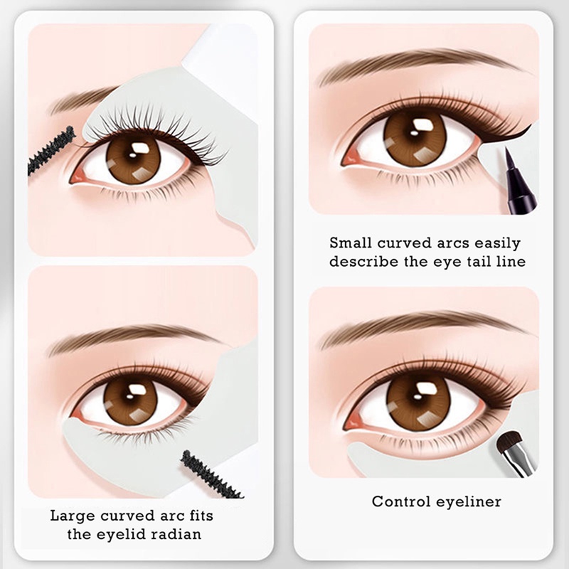 3in1 Alat Bantu Aplikator Bulu Mata / Eyeliner / Eyeshadow Multifungsi Bahan Silikon Lembut Untuk Makeup