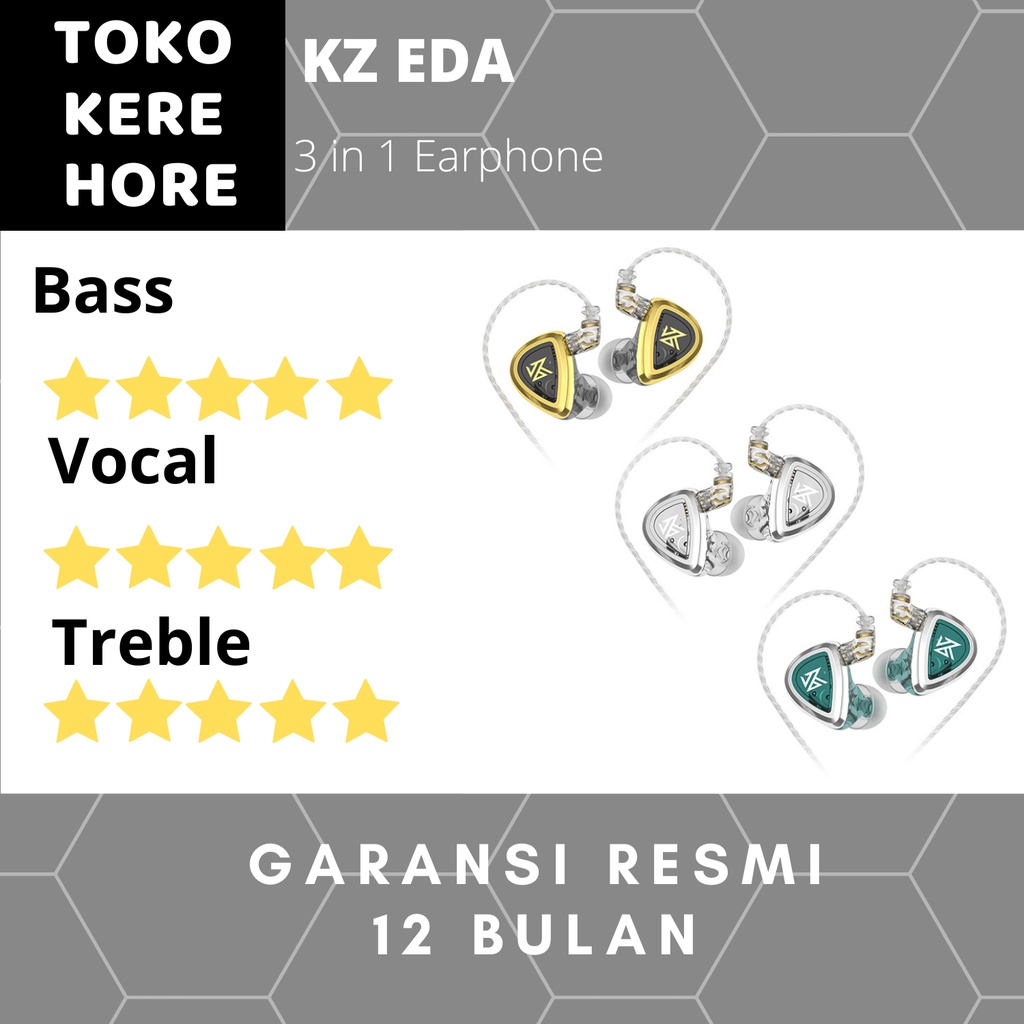 KZ EDA 3 Earphone in 1 Box In Ear Earphone with MIC