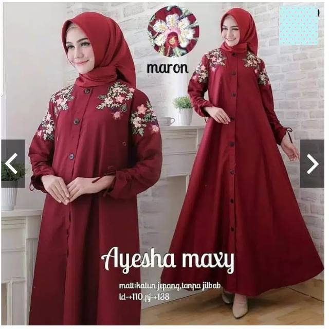 Bordir ayesha maxy baju gamis pakaian wanita dress fashion muslim