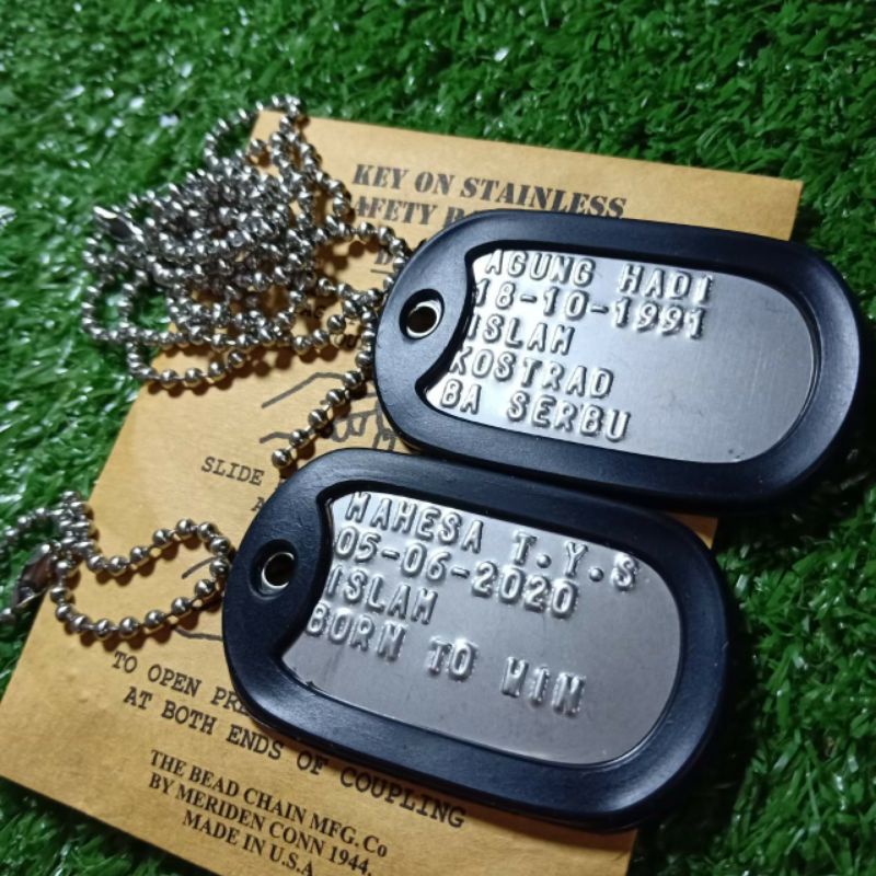 Kalung Tentara Dog Tag Import Silver Single Plat
