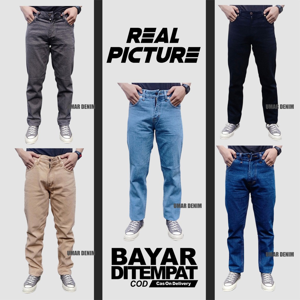 Celana Jeans Standar Panjang Pria Straight Jeans Standar Dewasa Celana Formal Denim