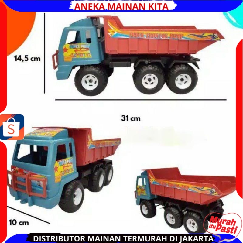 Mobil mobilan Mainan Truk Dump Muatan Pasir ukuran Besar - Mobil Mobilan Truck Tarik Edukatif