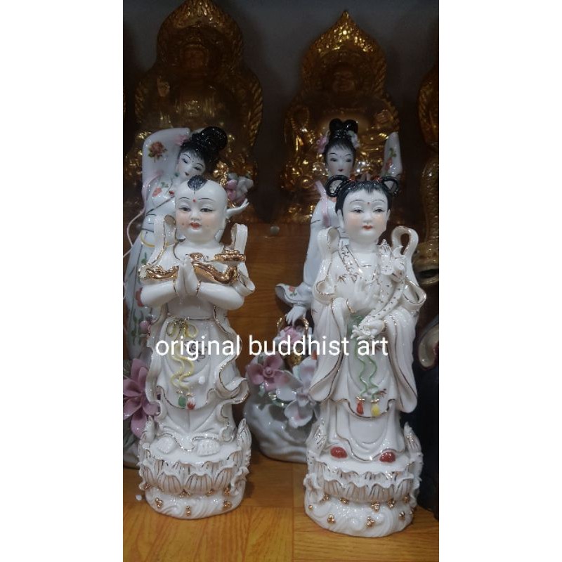 patung pendamping dewi kwan im keramik taiwan 8 inch