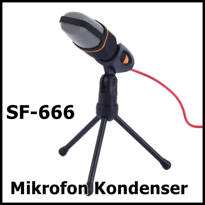 Taffware Mikrofon Kondenser Studio dengan Stand SF 666 Black null