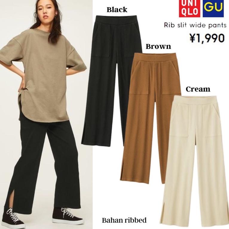 Uniqlo Ribbed Wide Pants with Slit ‣ SBL.115897