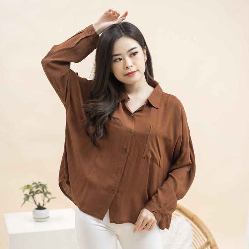 KEMEJA WANITA OVERSIZE CRINKLE / OLIVIA SHIRT/KEMEJA CRINKLE WANITA PREMIUM