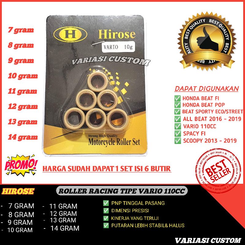 Roller Roler Loler Racing ( BF ) Vario 110 cc Fi &amp; Karbu 6 7 8 9 10 11 12 13 14 Gram GR i One Original