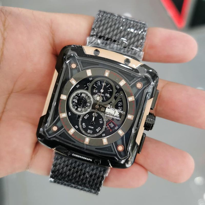Jam Tangan Alexandre Christie AC3030 MC Black / Rose Gold Original