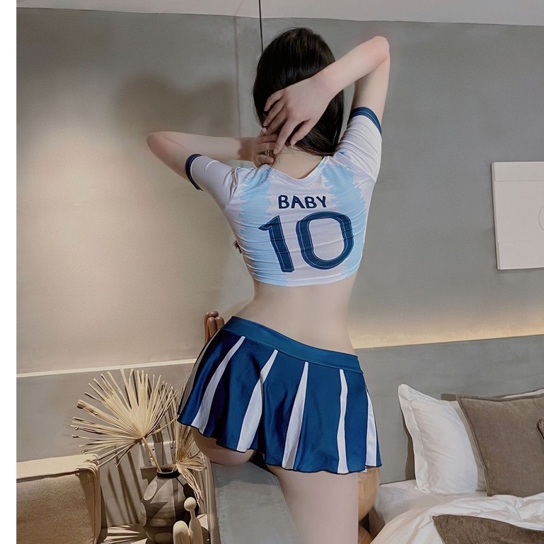 Wanita Lingerie Sexy Seragam Cosplay Sepak bola Seragam Seksi Set Thong A557-B