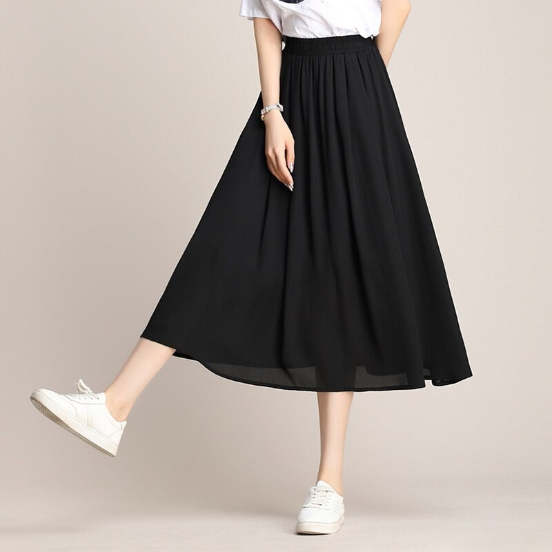 rok midi wanita model korea sifon murah