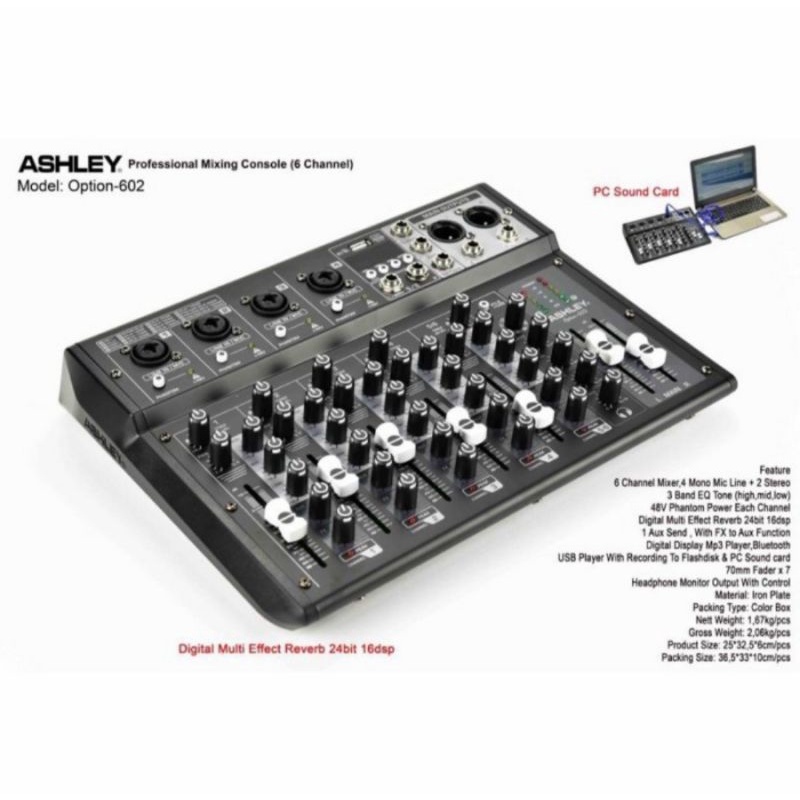 Mixer Audio Ashley Option6 / Option 6 6 Channel Soundcard Bluetooth