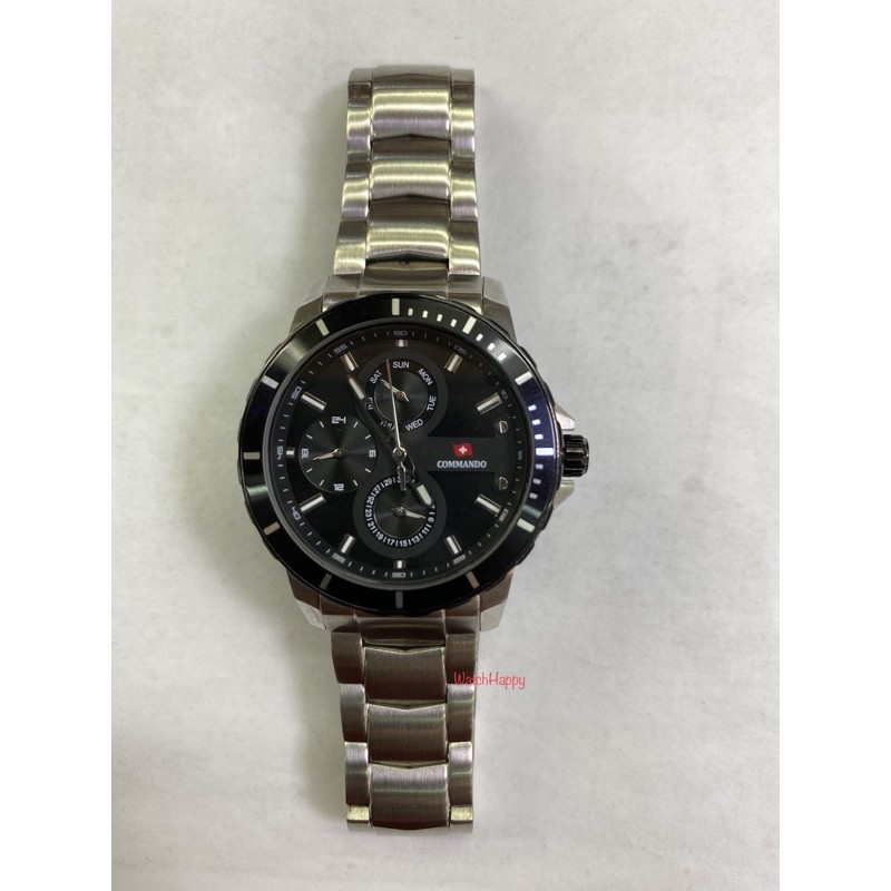 WatchHappy Commando 3005 C3005L C3005 C 3005 Lady Black Dial Bezel Black StainlessSteel 100%Original
