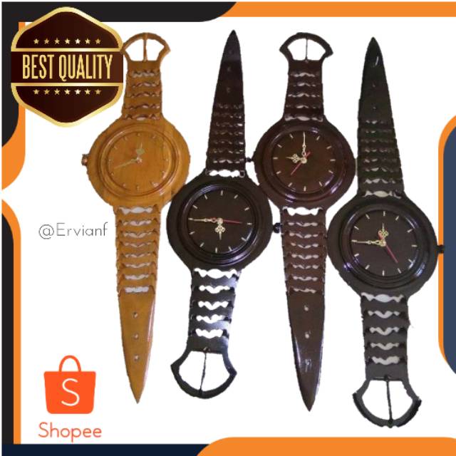 Jam dinding kayu jati model jam tangan besar