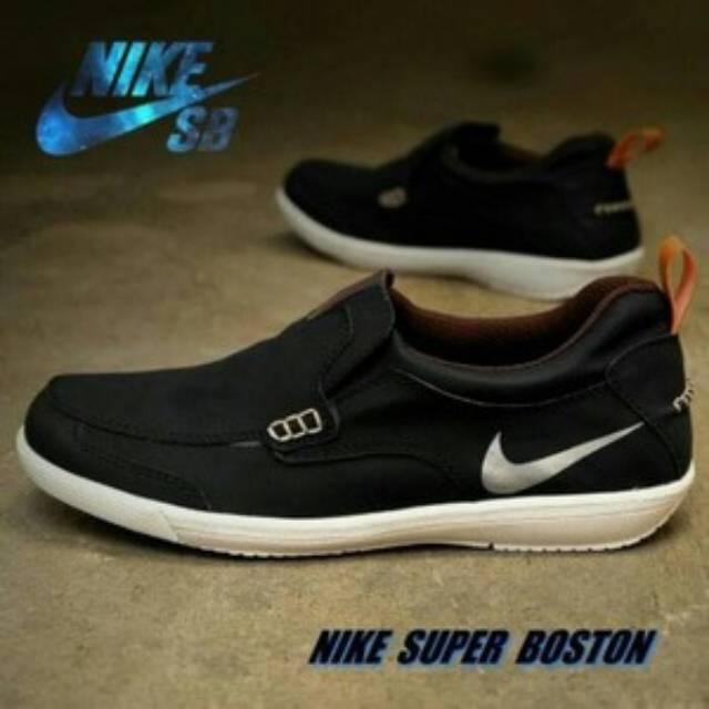SEPATU PRIA SLOP NIKE BOSTIN HITAM CASUAL FORMAL KERJA KULIAH SANTAI PRIA