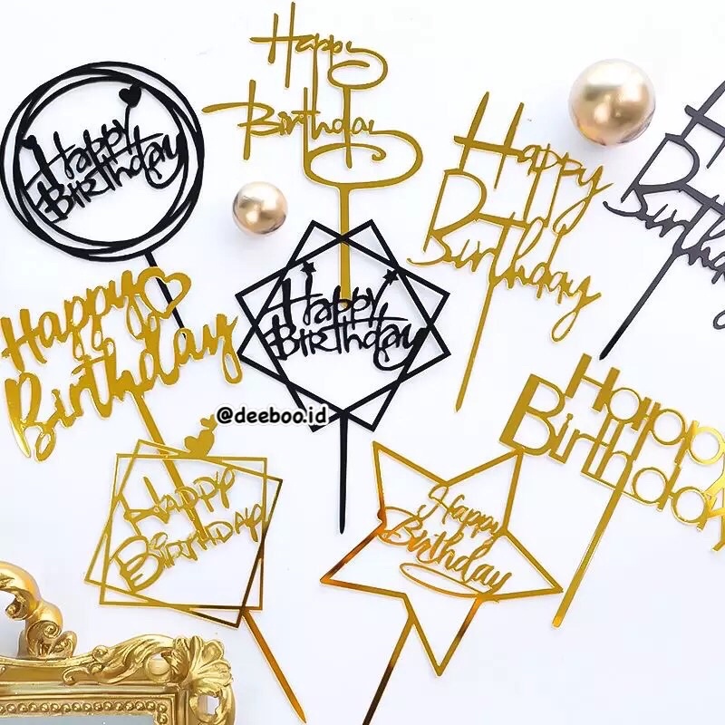

Topper kue Selamat Ulang Tahun happy birthday hiasan kue silver perak