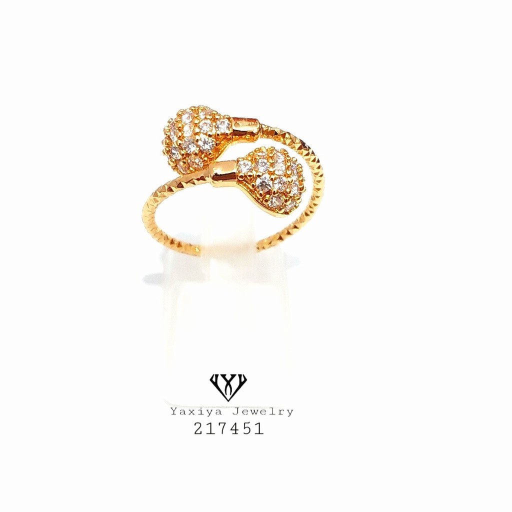 

Cincin Emas Spiral Permata Zircon Perhiasan Lapis Emas 18K Yaxiya Jewelry 096