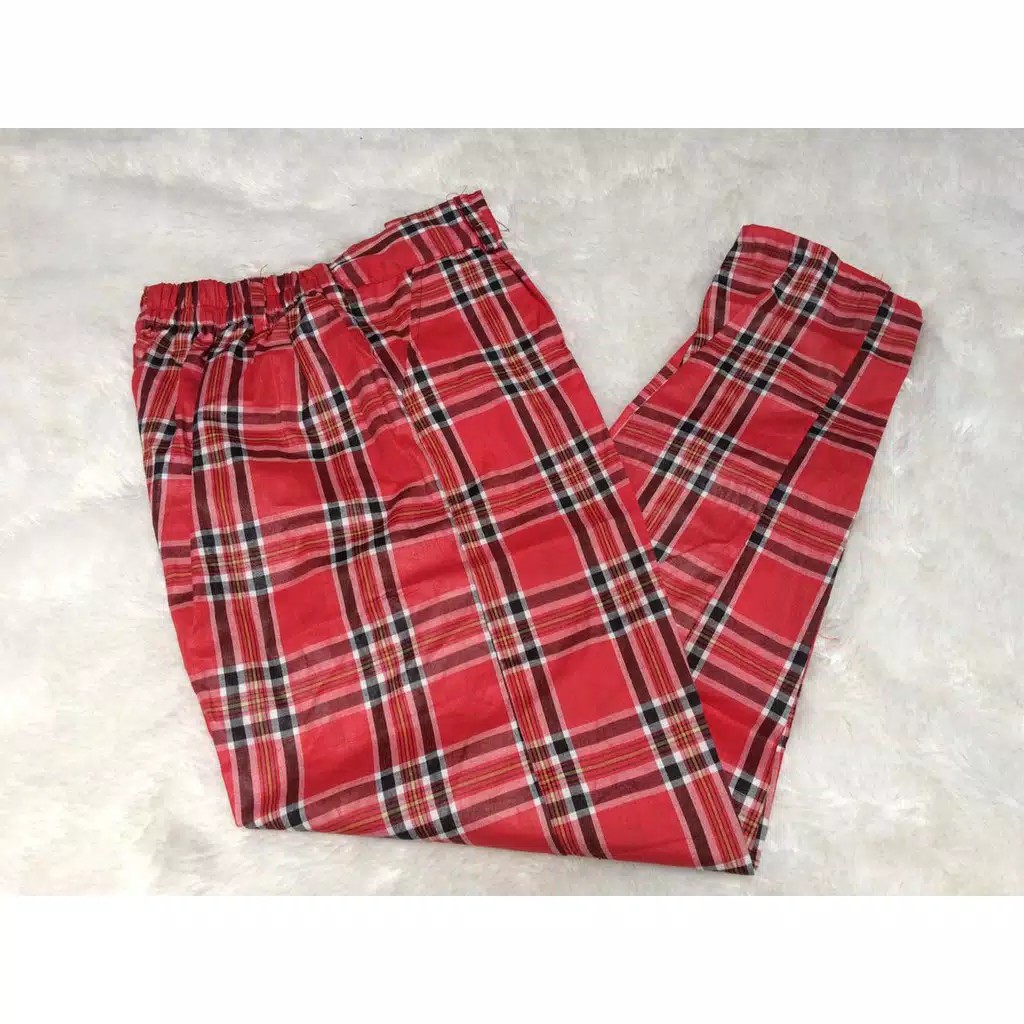 TBI Celana Tartan Bershka Loli Pant Plaid Trouser Celana Chinos Baggy