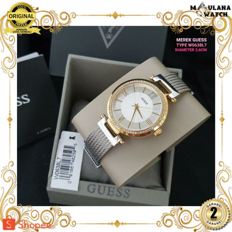 JAM TANGAN PRIA WANITA | RANTAI | KULIT | KARET | MURAH | WANITA GUESS W063817 ORIGINAL