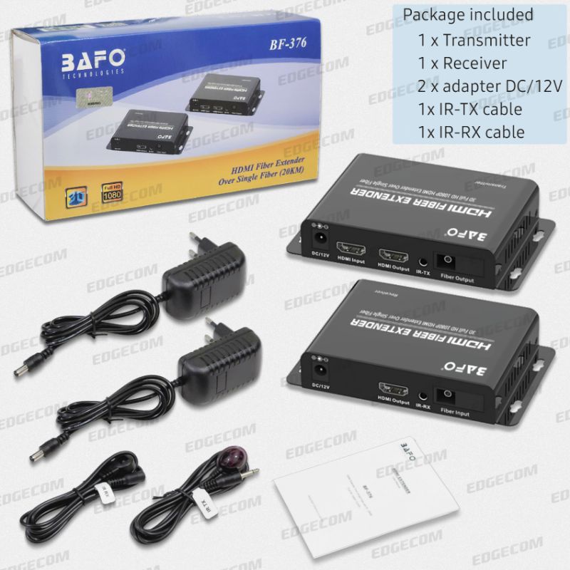 BAFO HDMI Extender FO Fiber Optic Up to 20Km BF-376