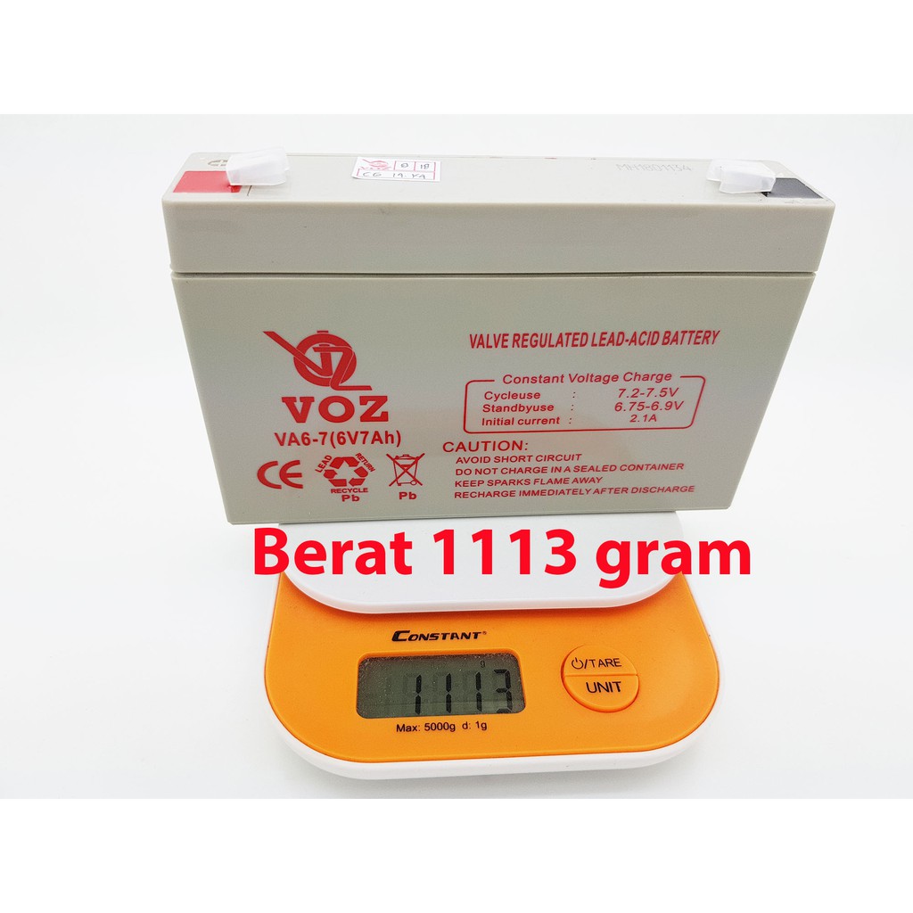 Aki kering VOZ 6V 7Ah mobil dan motor mainan - baterai / battery / accu