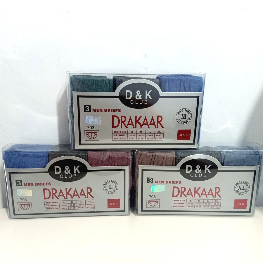 3 Pcs Celana Dalam Pria DRAKAAR Katun CD Underwear Pakaian Dalam Pria Cotton