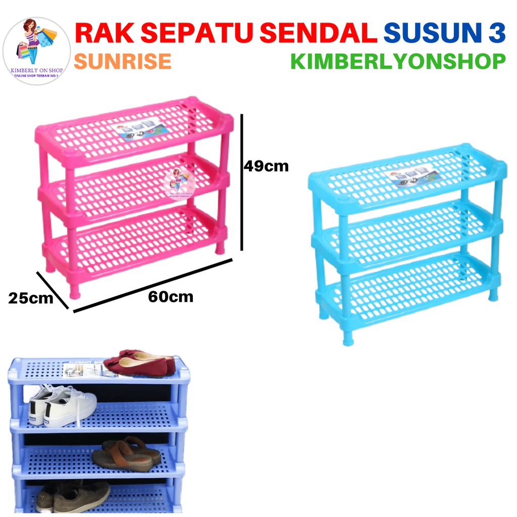 Rak Tempat Sepatu Sendal Susun 3 Sunrise