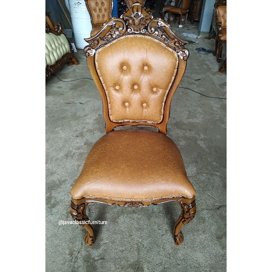 KURSI MAKAN GANESA UKIR JOK TERAS SANTAI BAHAN KAYU JATI FINISHING NATURAL FURNITURE JEPARA-2