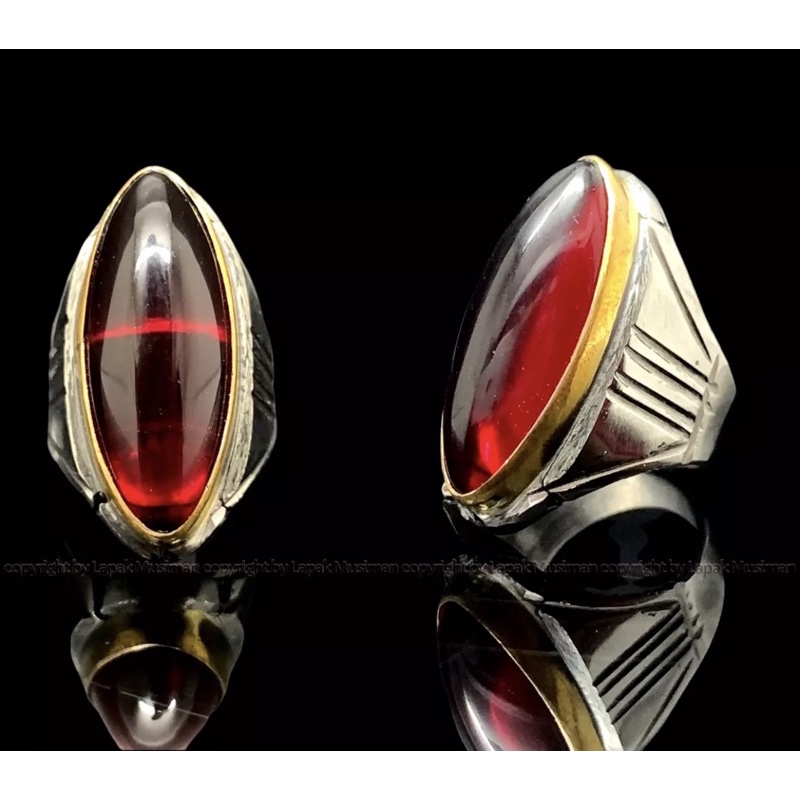 Batu Cincin Pria Merah Siam Poles Pandan Super Mewah Termurah HQ asli
