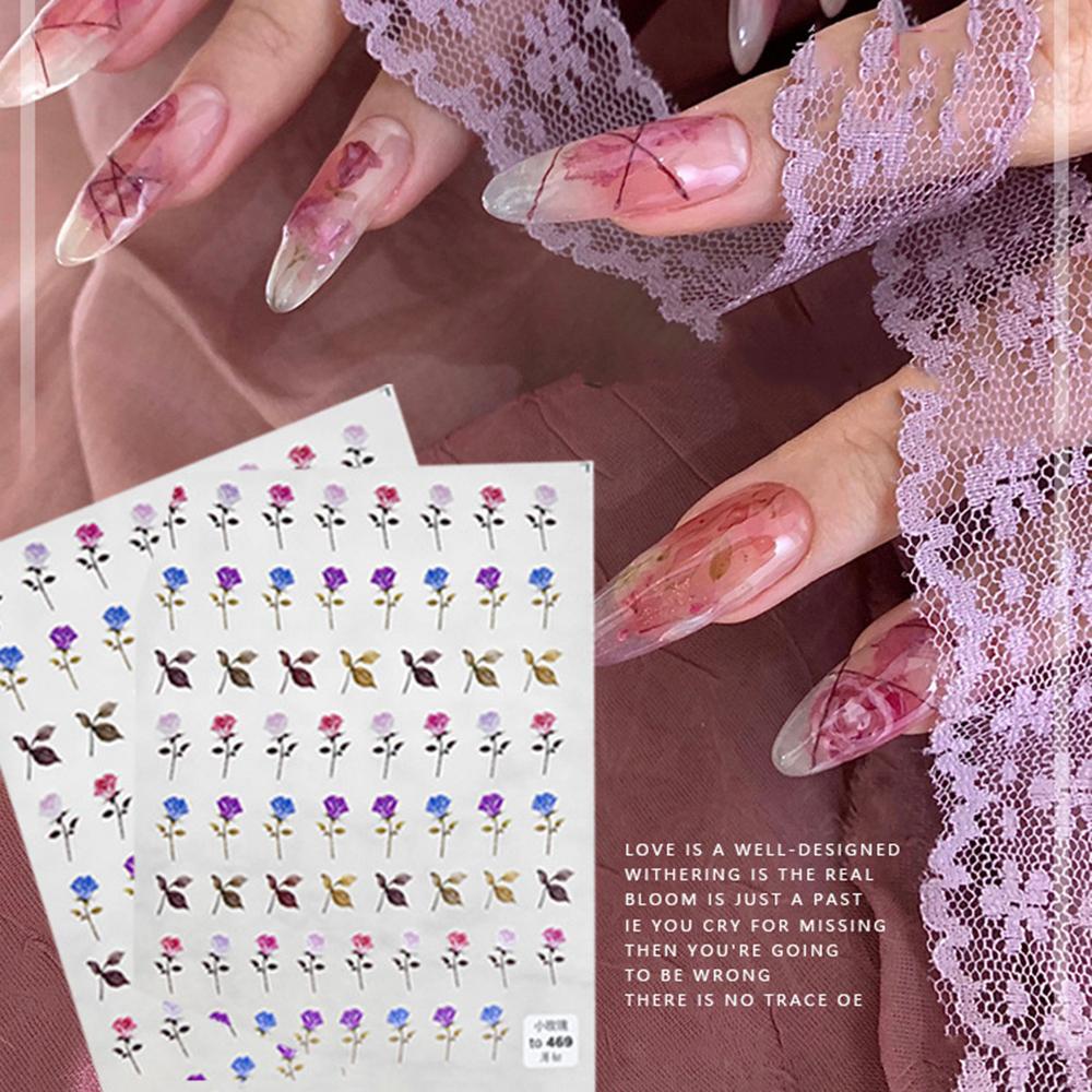 AUGUSTINA Agustina 5D Timbul Stiker Kuku Pesona Decals Perekat Nail Art Sticker
