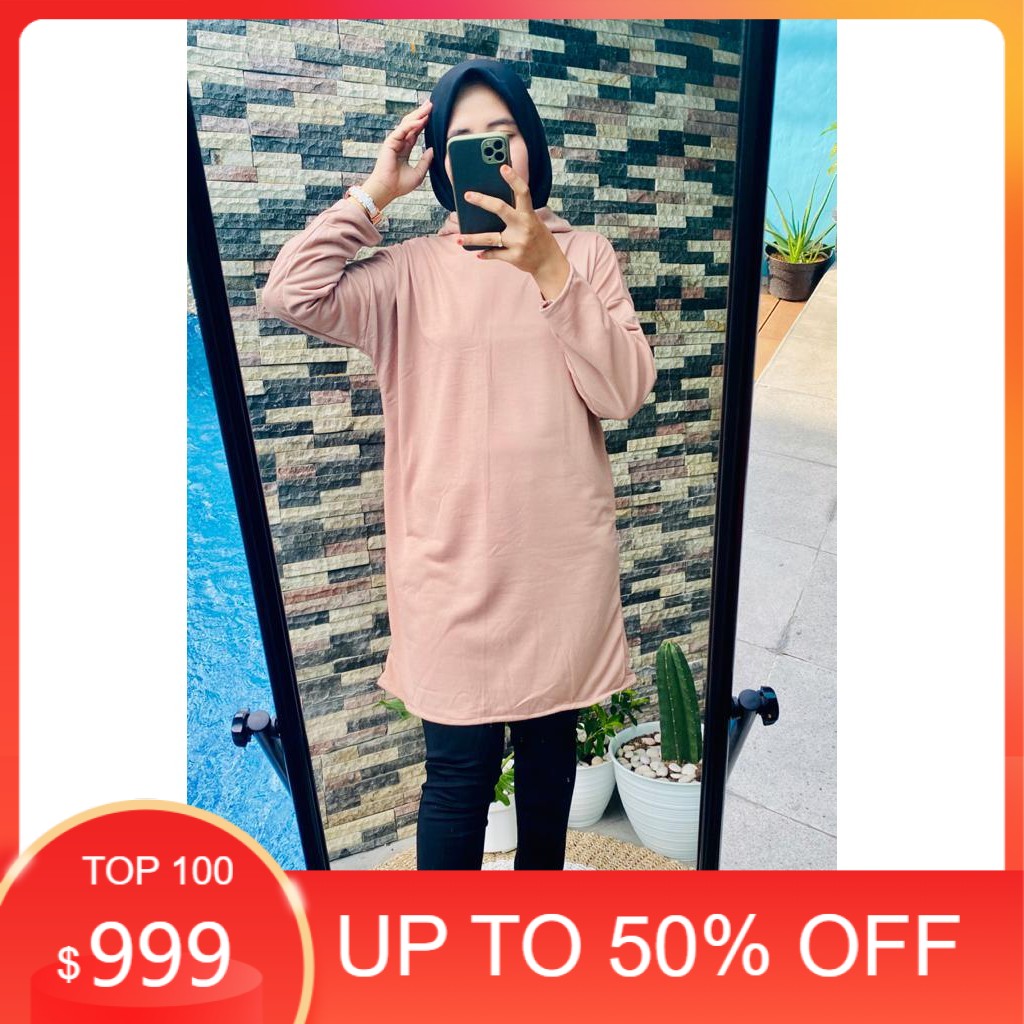 COD ( 1KG = 4PCS )  TURTLENECK KAOS TUNIK POLOS MODEL NISSA SABYAN 100%ORI