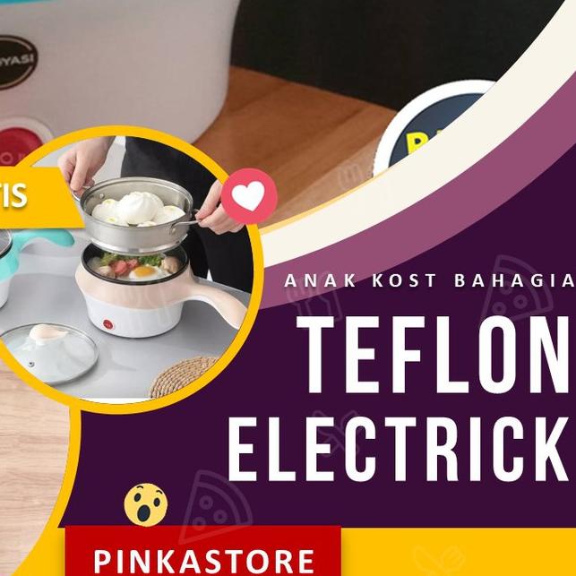 ❂ Teflon Serbaguna elektrik listrik praktis masak goreng kukus pemanas steam dual mode power ♩