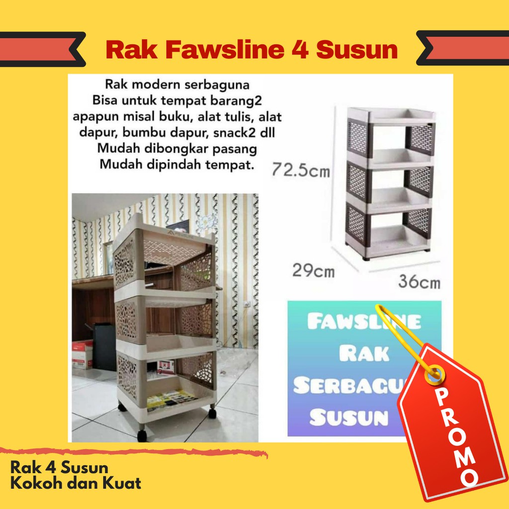 Rak 4 Susun / Rak Fawsline 4 susun / Rak serbaguna