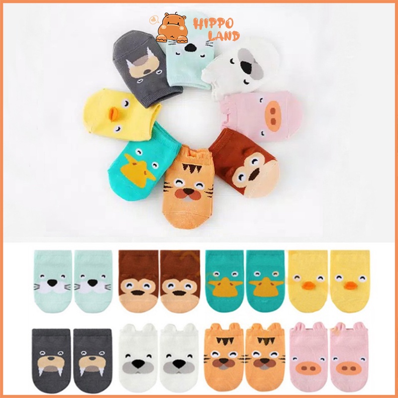 HIPPO LAND Kaos Kaki bayi  Motif Hewan  Anti Slip Socks /Baby socks / Kaoskaki prewalker   87-88