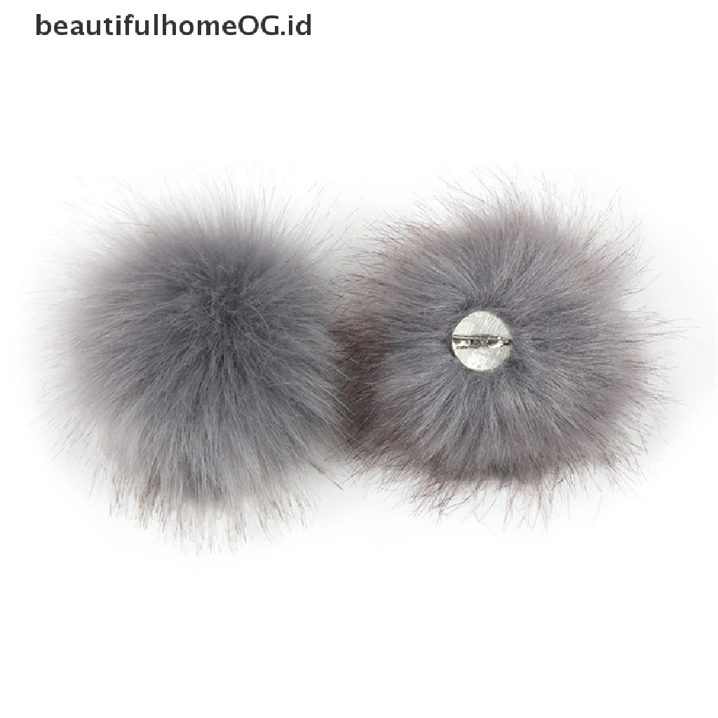 Bola Pompom Bulu Rubah Imitasi Dengan Pin Dapat Dilepas Untuk Aksesoris Topi