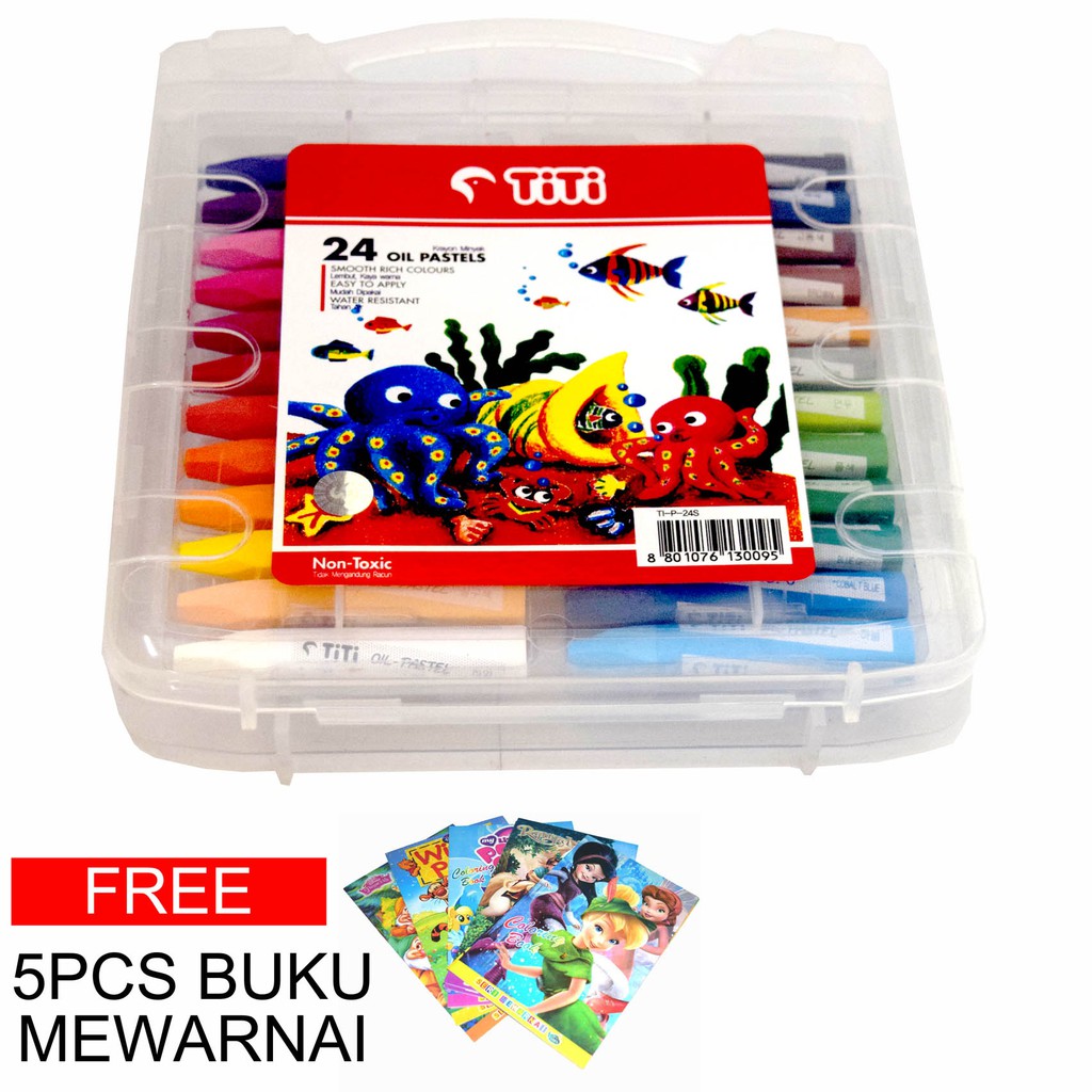 

Titi crayon 24 oil pastels krayon minyak free buku gambar 5pcs