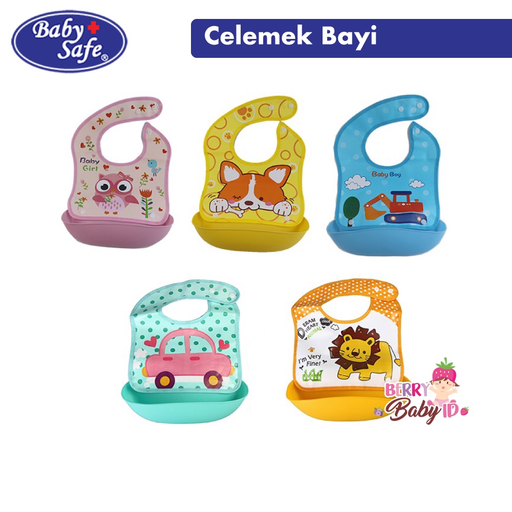 Baby Safe Foldable Slabber Crumb Catcher Bib Celemek Makan Bayi BBS043 Berry Mart