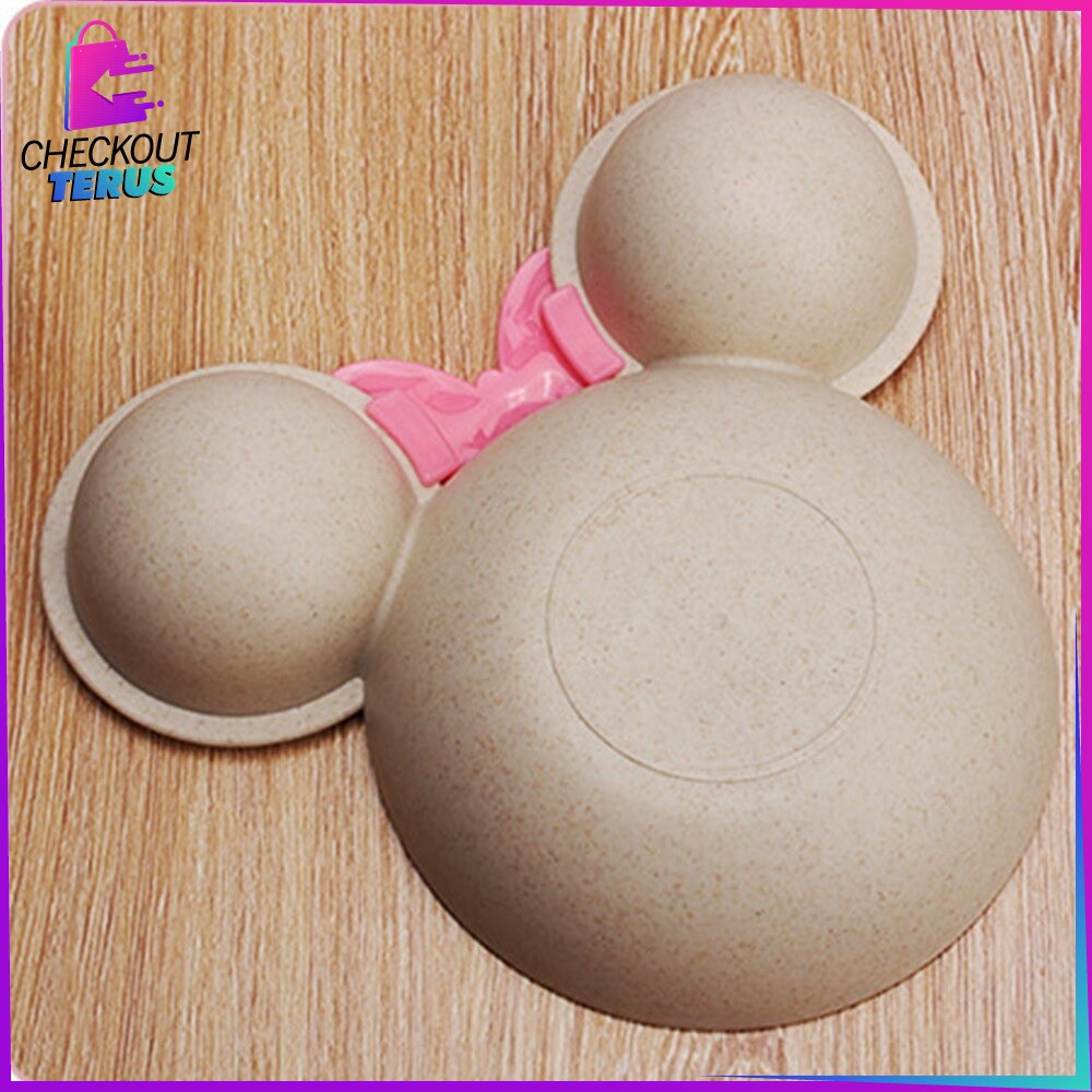 CT C373 Tempat Makan Anak Piring Makan Anak Karakter Miki Set Sendok Garpu Mangkok Makan Wheat Straw Mangkuk Makan Bayi Bahan Jerami Gandum Piring Anak Lucu