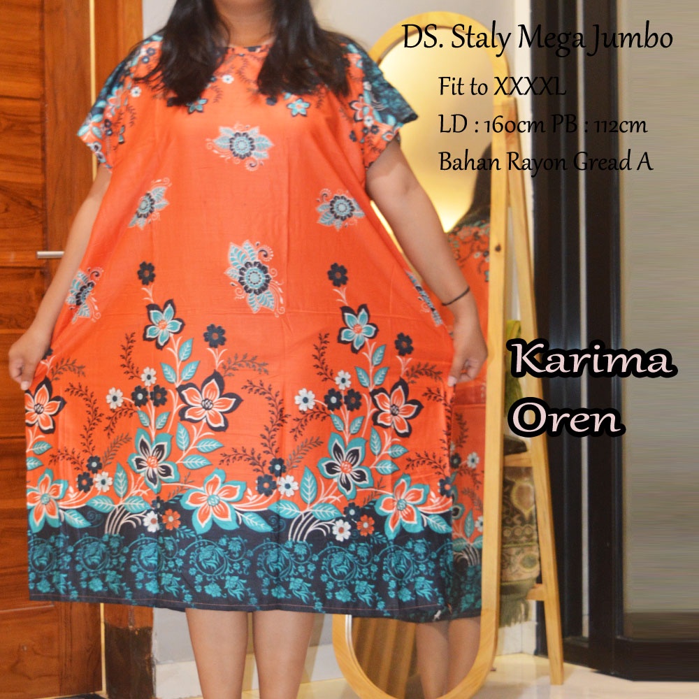 Daster Mega Jumbo Staly LD 160cm || Daster Jumbo Murah-Karima Oren A